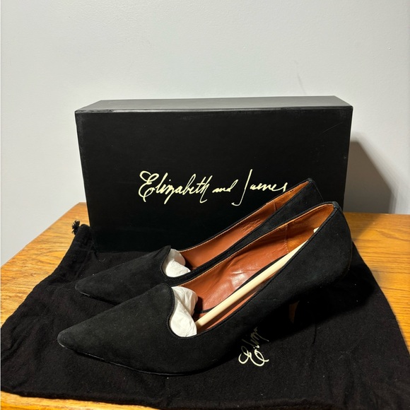 Elizabeth & James Clark Black Suede Heels Size 7.5 - Picture 3 of 5